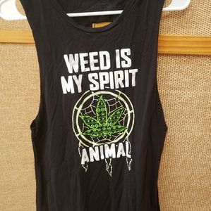Weed Open Back Muscle Tank L